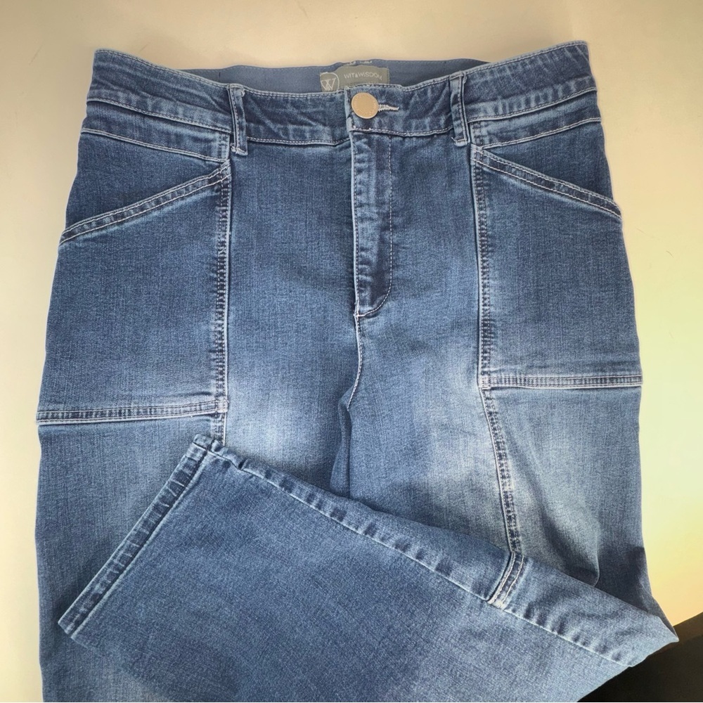 Wit & Wisdom Ab’Solution Skyrise Wide Leg Utility Jean Size 14 - Picture 6 of 17